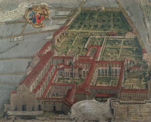 Utsikt över kyrkan och klostret Santa Croce 1718