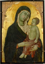 Jungfru Maria och Jesusbarnet. Guldmalt ...