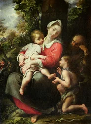 Jungfru Maria med barnet, Parma-skolan (olja på duk)