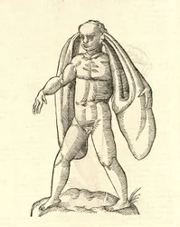 illustration av Homo Fanesius auritus från Aldrovandis History of Monsters, 1642