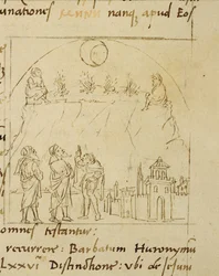 Ms.LAT.446 fol.2v Visarna studerar stjärnornas rörelser för att fastställa det exakta datumet för påsken, från Ortopascha av Pilgrim Priscian