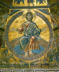 Kristus Pantokrator i mandorla från kupolen i baptisteriet, Florens (mosaik)
