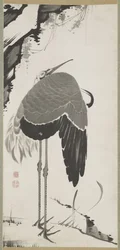 Tranor, en i ett par, Hanging Scroll, Edo Period (bläck på papper)