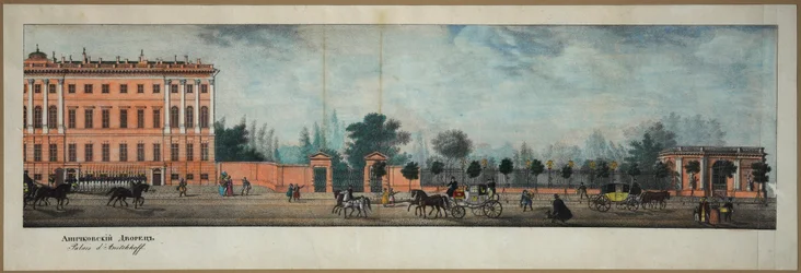 Perspektiv Nevski - Anichkovpalatset. Från panoraman av Nevsky Prospekt par Ivanov, Ivan Alexeyevich (1779-1848)