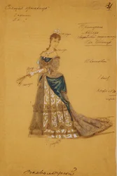 Kostymdesign för baletten Törnrosa av P. Tchaikovsky, 1887