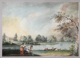 Dammarna före greve Alexei Kirillovich Razumovskys stadsgods i Moskva, tidigt 1800-tal