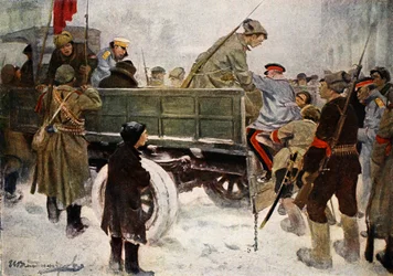Att arrestera generaler under revolutionen i februari 1917 (färg litho)