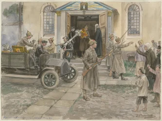 Rekvirering av kyrkoskatterna i Petrograd den 5 maj 1922, ur akvarellserien Ryssland
