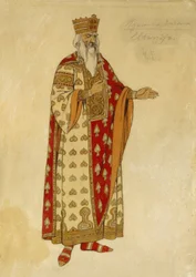 Kostymprojekt för operan ""Ruslan och Ludmila"" av Mikhail Igor Glinka (1804-1857). Målning av Ivan Yakolevich Bilibin (Bilibin) (1876-1942)