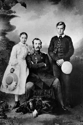 Tsar Alexander II av Ryssland med sin dotter Maria och son Alexei, 1863