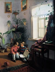 Barn som bläddrar i bilderbok
