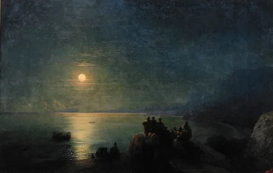 Antika grekiska poeter vid vattenbrynet i månsken, 1886