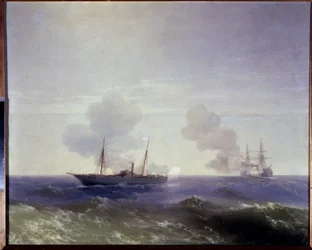 Rysk-turkiska kriget 1877-1878: sjöslaget mellan den ryska kryssaren Vesta och det turkiska pansarskeppet Fethi Bulend i Svarta havet den 11 juli 1877
