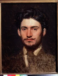 Porträtt av konstnären Fjodor Vasilyev (Feodor Alexandrovich, Fiodor Alexandrovich Vasiliev (1850-1873) (Porträtt av konstnären F. Vasilyev). Målning av Ivan Nikolayevich Kramskoi (1837-1887), olja på duk, cirka 1871. rysk konst, 1871. århundradet porträtt