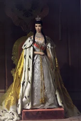 Kröningsalbum av tsar Alexander III av Ryssland (1845-1894) och kejsarinnan Maria Feodorovna (Dagmar av Danmark) (1847-1928) - Kröningsporträtt av kejsarinnan Maria Feodorovna, prinsessan Dagmar av Danmark (Från kröningsalbumet) av Ivan Nikol