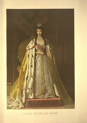 Kröningsporträtt av kejsarinnan Maria Fjodorovna, prinsessan Dagmar av Danmark, ur kröningsalbumet