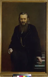 Porträtt av förläggaren och journalisten Aleksei Souvorin (1834-1912). Målning av Ivan Nikolayevich Kramskoi (1837-1887), olja på duk