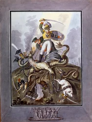 ""1812"": allegori om nederlaget för Napoleon I:s armé under den ryska kampanjen (1812) - Verk av Ivan Philippovich Tupylev (Toupylev) (1758-1821)