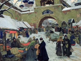 Bazardag i en gammal stad