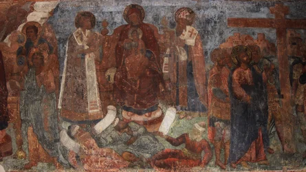 Fresk i katedralen Our Lady of the Sign, Novgorod, tidigt 1700-tal.