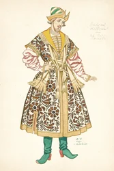 Kostymdesign för operan Tsarens brud av N. Rimsky-Korsakov, 1930