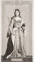 Drottning Anne (1665-1714) från "Illustrationer av engelsk och skotsk historia" volym II