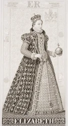 Drottning Elizabeth I (1533-1603) från "Illustrationer av engelsk och skotsk historia" volym I