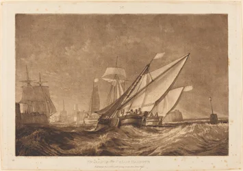 Ingången till Calais hamn, publicerad 1816.