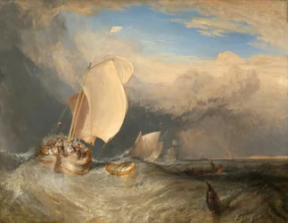 Fiskebåtar med Hucksters som förhandlar om fisk, 183738.