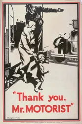 "Thank You Mr Motorist", London County Council LCC Tramways affisch, 1932