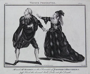 "Hark the dystre bell tolls out for death", scen från "Venice Presevr
