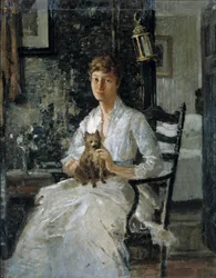 Porträtt av en dam med hund (Anna Baker Weir)