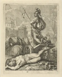 Akilles med Hectors lik bakom sin vagn Scener ur Achilles liv (serietitel) Vitam et mortem achilli (serietitel)