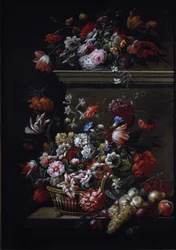 Stilleben av blommor (olja på duk)