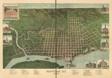 Fågelperspektiv över Paducah, Kentucky 1889.