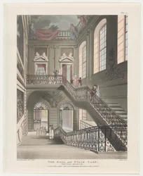 The Hall and Stair Case, British Museum, 1 april 1808., 1 april 1808.