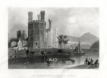 The Eagle Tower, Carnarvon Castle, Caernarfon, North Wales, 1860