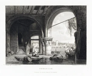 Utsikt över ön Torcello (Venedig, Italien). Gravyr av James Charles Armytage (1820-1897) efter Clarkson Stanfield (1793-1867)