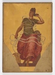 Studie av Pendentive Figure for Electricity, Dome of the Manufactures och Liberal Arts Building, World