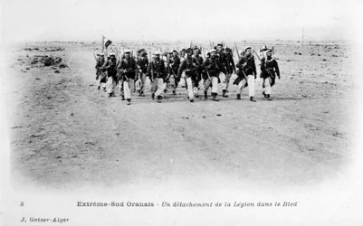 En avdelning av Franska främlingslegionen i Saharaöknen, Algeriet, cirka 1905