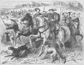 Henrik VIII vid den kungliga jakten i Epping Forest, på morgonen för avrättningen av Anne Boleyn (tryck)