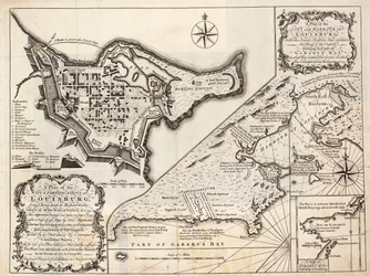 En plan över staden och hamnen i Louisburg, Cape Breton