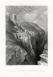 Klostret St Saba, vildmarken Engadi, Heliga landet, 1800-talet.