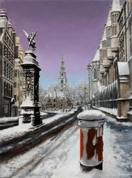 Fleet St under snö, 2000 (oljemålning)