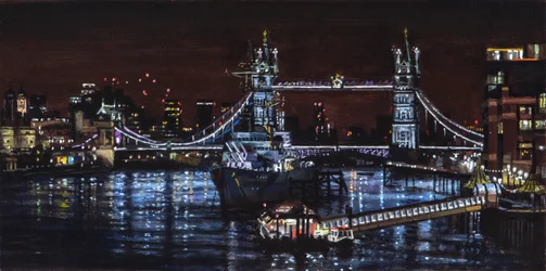 HMS Belfast på natten, 2000 (oljemålning)