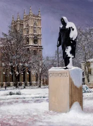 Sir Winston i snön, 2000 (oljemålning)