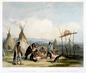 En Sioux-hövdings begravningsställning nära Fort Pierre