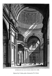 Interiör av St Pauls från under kupolen, 1843