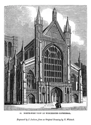 Nordvästlig utsikt över Winchester Cathedral, 1843