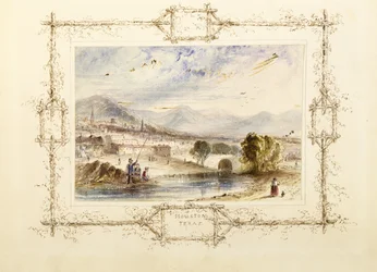 Utsikt över Houston, ca. 1846 (akvarell på vävt traspapper med gelatinhöjdpunkter på sekundärt underlag av vävt papper)
